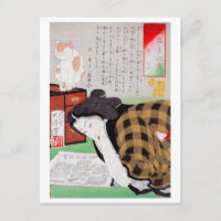 Japanerin mit Katze, Tsukioka Yoshitoshi