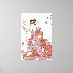 Japanerin, Vintage Malerei, Holzschnitt Leinwanddruck