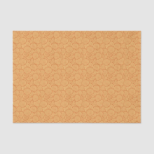 Japanerstrudelmuster - Mandarine u. Hellorangees Seidenpapier (Vorderseite)