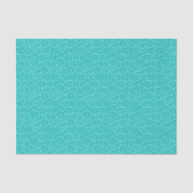 Japanerstrudelmuster - Türkis und Aqua Seidenpapier (Vorderseite)