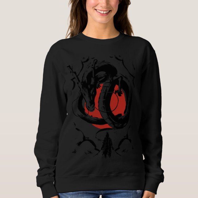Japanese Aesthetic Dragon and warrior Japanese red Sweatshirt (Vorderseite)