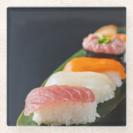 Japanese aesthetics - Assorted sushi on a black ba Glasuntersetzer