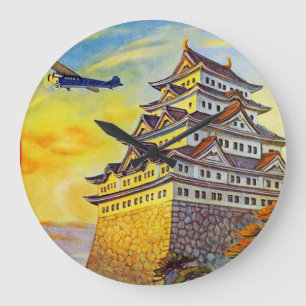 Japanese Air Transport with Pagoda Große Wanduhr