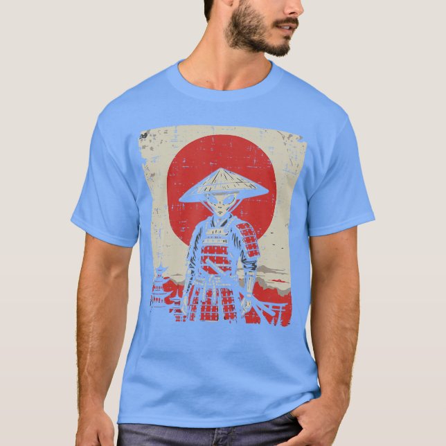Japanese Alien Warrior Samurai Katana UFO Art Wome T-Shirt (Vorderseite)