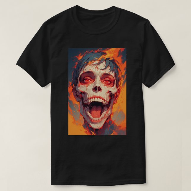 Japanese Anime Titan Attack Skull Fire 01 T-Shirt (Design vorne)