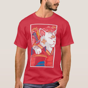 Japanese Art Cat Samurai Ninja Katana Warrior Kend T-Shirt