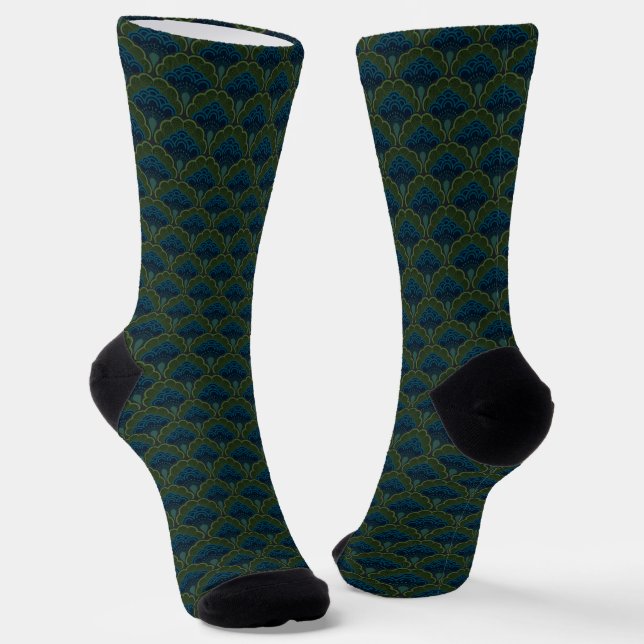Japanese art deco style_Deep Forest Socken (Gewinkelt)