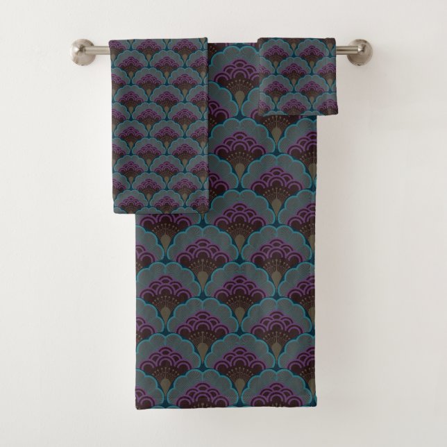 Japanese art deco style_Midnight Badhandtuch Set (Insitu)