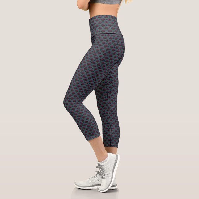 Japanese art deco style_ Midnight Capri Leggings (Links)