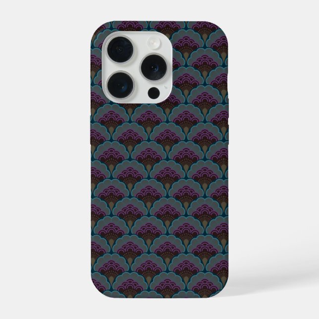 Japanese art deco style_Midnight iPhone 15 Pro Hülle (Rückseite)
