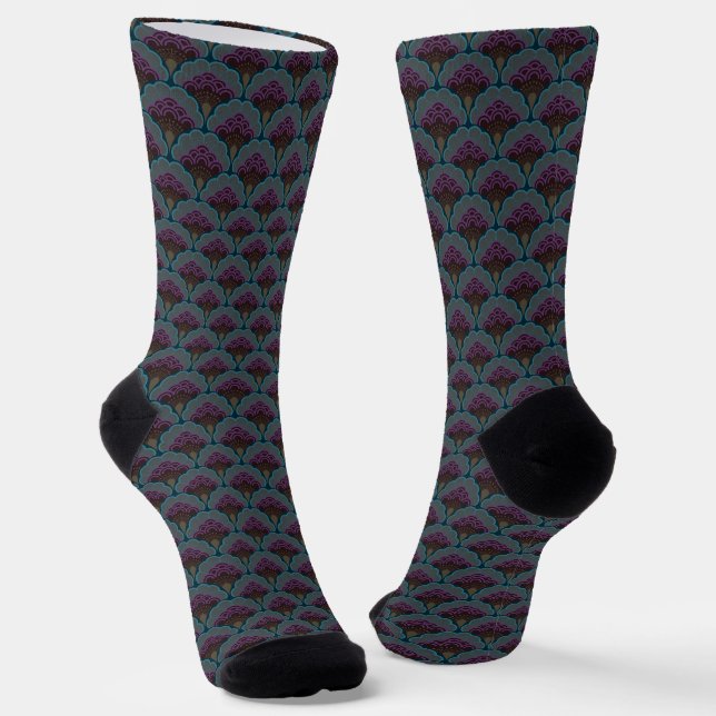 Japanese art deco style_Midnight Socken (Gewinkelt)