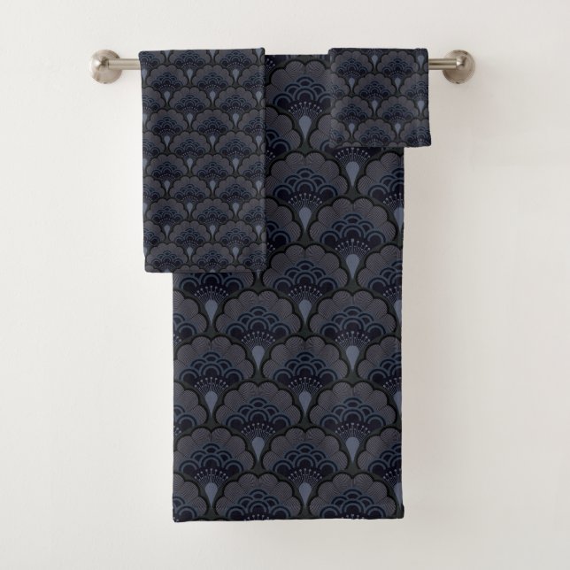 Japanese art deco style_Smoky Mist Badhandtuch Set (Insitu)