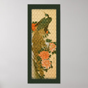 Japanese Art Peacock Flowers Poster