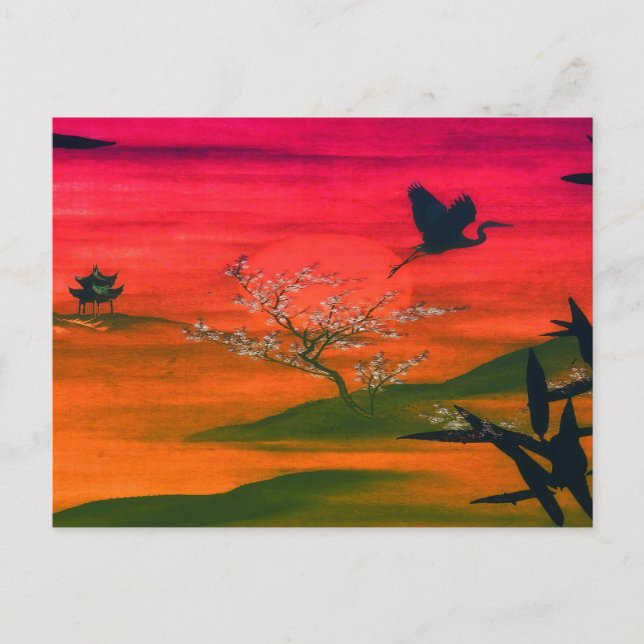 JAPANESE ART SUNSET POSTKARTE (Vorderseite)