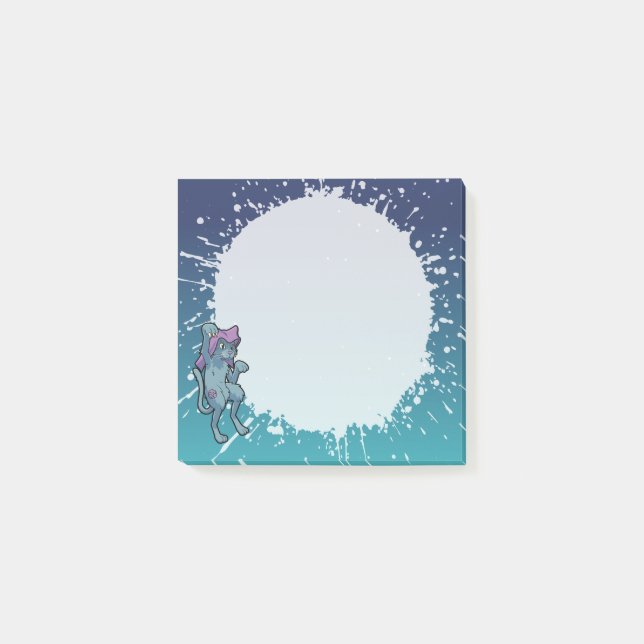 Japanese Bakeneko Cat Yokai Splattered Post-it Klebezettel (Vorderseite)