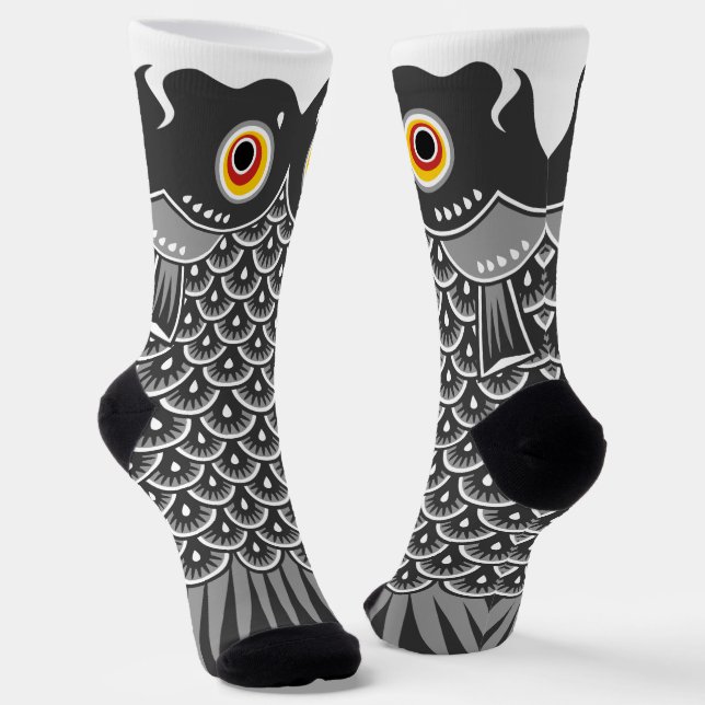 Japanese Black Koinobori Carp Streamer Socken (Gewinkelt)