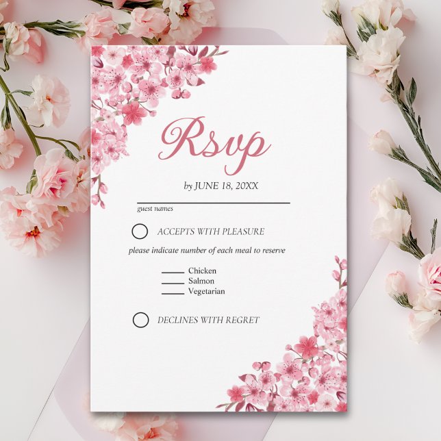 Japanese Blossom Wedding – Pink Floral RSVP (Von Creator hochgeladen)