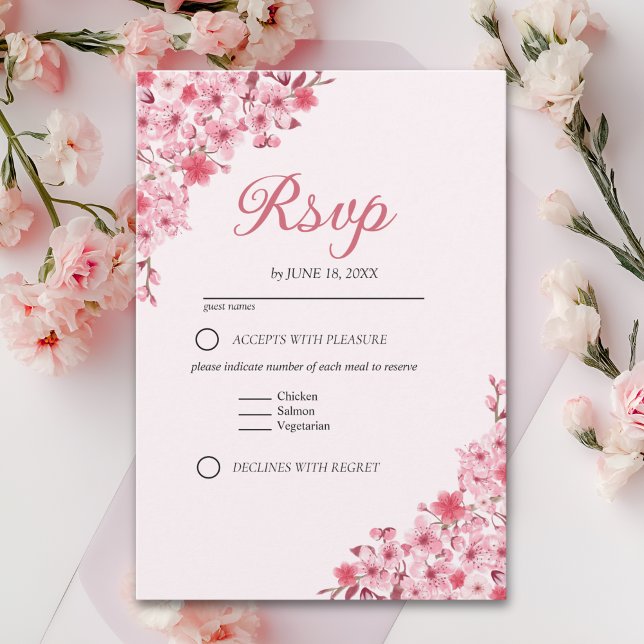 Japanese Blossom Wedding – Pink Floral RSVP (Von Creator hochgeladen)
