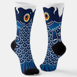 Japanese Blue Koinobori Carp Streamer Socken