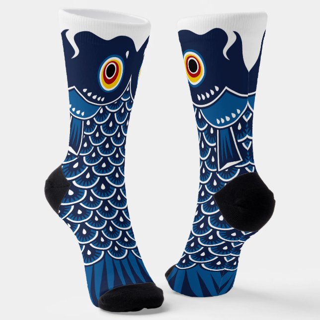 Japanese Blue Koinobori Carp Streamer Socken (Gewinkelt)