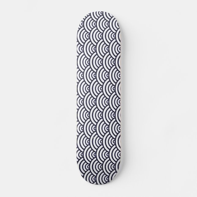 Japanese Blue Waves Seigaiha Sea Skateboard (Vorderseite)