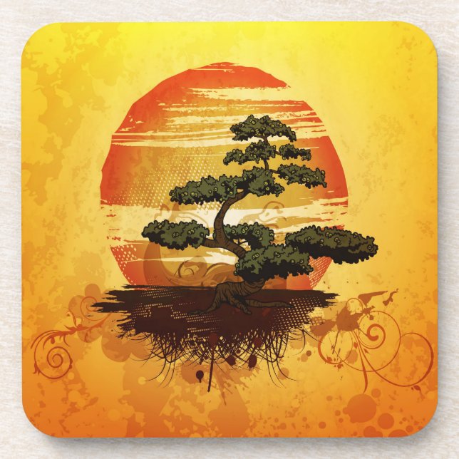 Japanese Bonsai Tree Getränkeuntersetzer (Vorderseite)