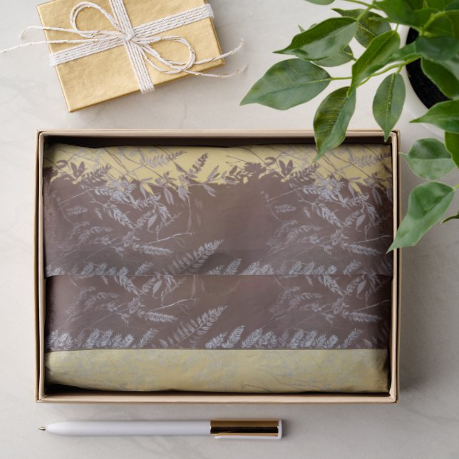 Japanese Botanical Minimal Leaves Soft Gold Light Seidenpapier (Geschenk)