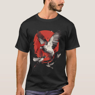 Japanese Cardinal Bird Red Sun Ink Wash Art. 2/3 T-Shirt