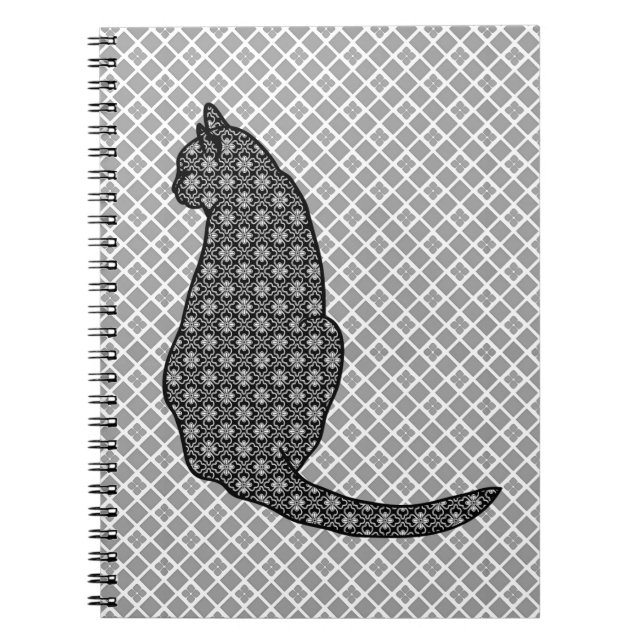 Japanese Cat - Black and White Kimono Print Notizblock (Vorderseite)