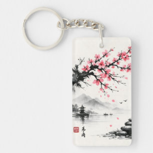 Japanese Cherry Blossom Ink Wash Painting - Zen