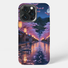 Japanese Cherry Blossom Sakura Phone Case - Night iPhone 13 Pro Hülle