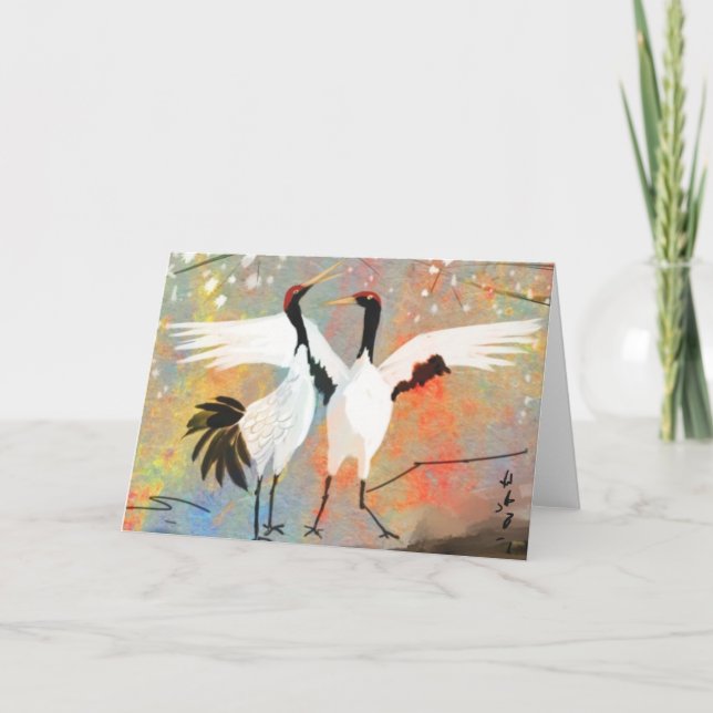 Japanese Cranes Greeting Card Karte (Vorderseite)