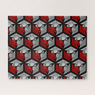 Japanese Cranes, Red, Gray / Grey and Black