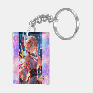 Japanese Cyberpunk Anime Girl Poster | Neon City Schlüsselanhänger