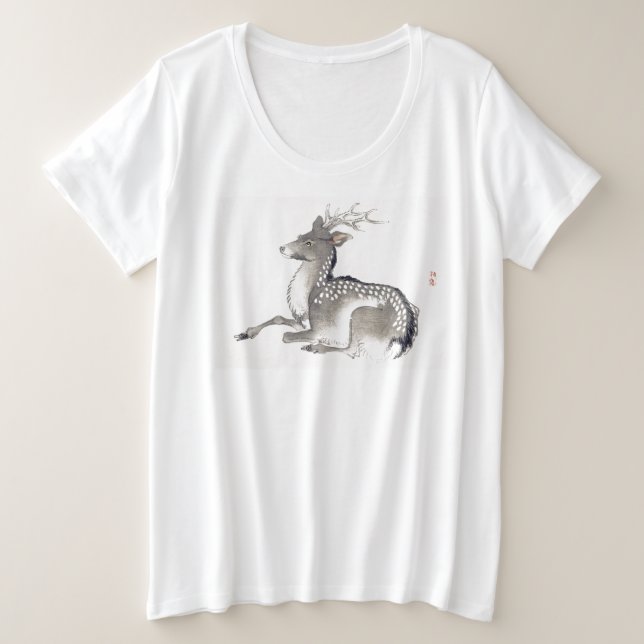 JAPANESE DEER PLUS GROSSE BAUMWOLLE T - SHIRT (Design vorne)