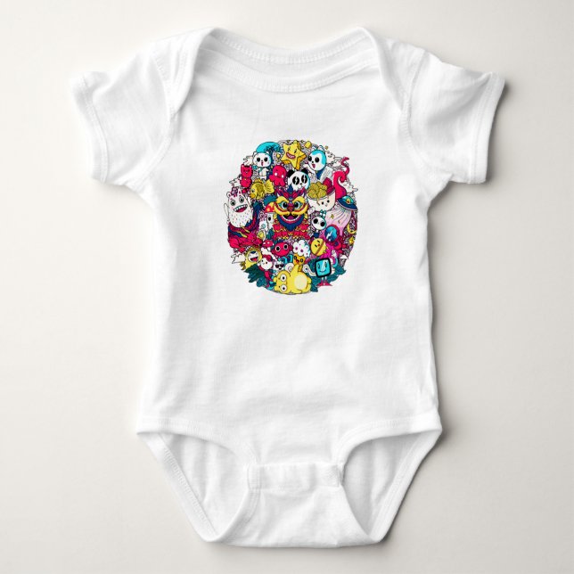 Japanese Doodle Baby Strampler (Vorderseite)