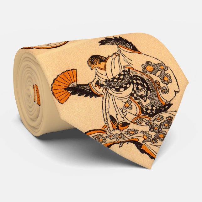 Japanese fairytale The Tongue Cut Sparrow print  Krawatte (Gerollt)