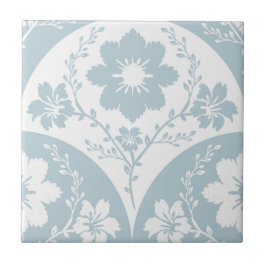 Japanese Floral Pattern in Soft Blue and White Fliese