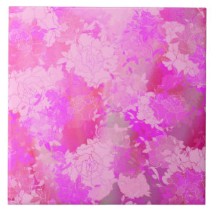 Japanese flowers pink patterns fliese