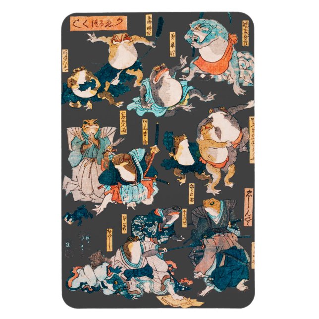 Japanese Frog Woodblock ukiyo-e anime hero Magnet (Vertikal)