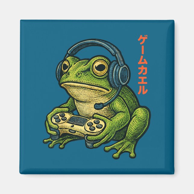 Japanese Gamer Frog Art Men Women Boys Funny Vinta Magnet (Vorne)
