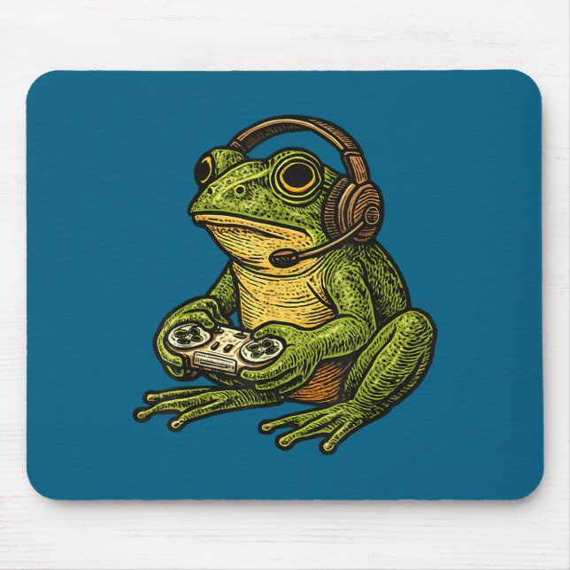 Japanese Gamer Frog Art Men Women Boys Funny Vinta Mousepad (Vorne)