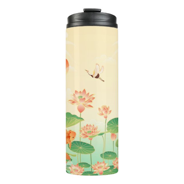 Japanese Garden Koi Pond and Waterlilies Art Thermosbecher (Vorderseite)