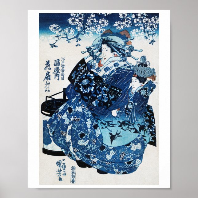 Japanese Geisya Woman, Kuniyoshi, Ukiyo-e Poster (Vorne)