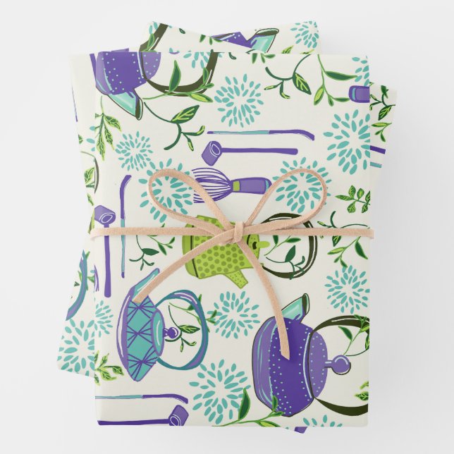 Japanese Green Teapot Design Geschenkpapier Set (Beispiel)