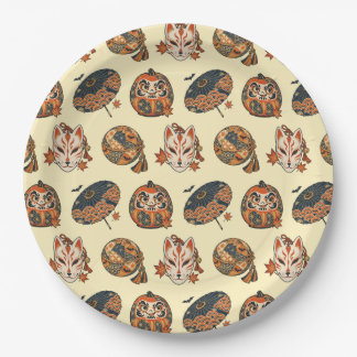 Japanese Halloween Yokai Pattern Paper Plates Pappteller