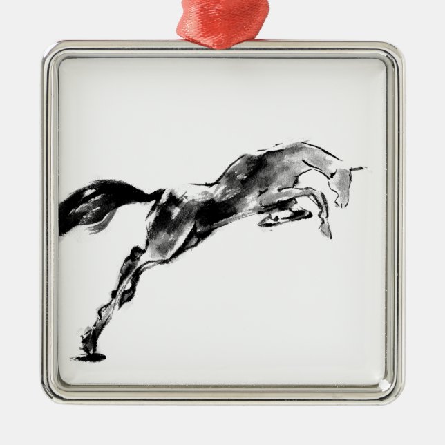 Japanese horse samurai art equestrian sumi ornament aus metall (Vorne)