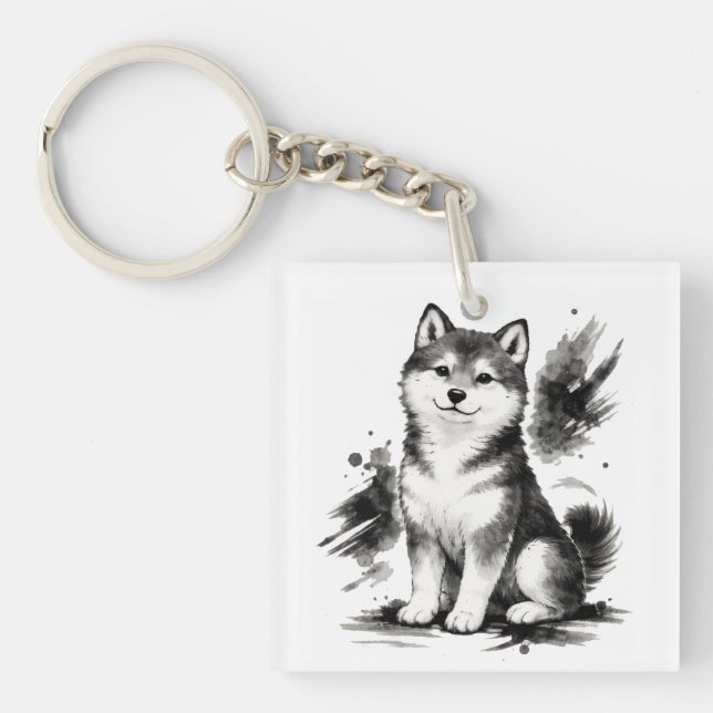 【Japanese Ink Puppy Acrylic Keychain】 (Devant)