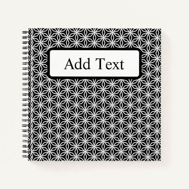 Japanese-Inspired Geometric Black & White Custom Notizbuch (Vorderseite)