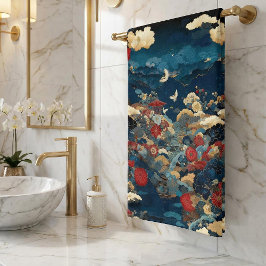 Japanese Inspired Luxury Floral Art Bath Handtuch